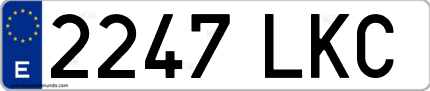 Ejemplo de matrícula de coche ordinaria 2247 LKC