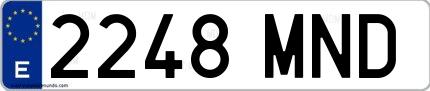 Ejemplo de matrícula española 2248 MND