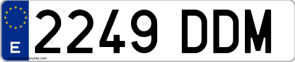 Ejemplo de matrícula de coche ordinaria 2249 DDM