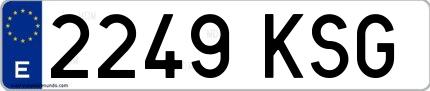 Ejemplo de matrícula española 2249 KSG