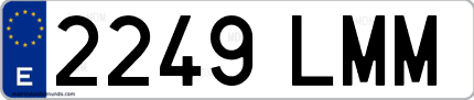 Ejemplo de matrícula de coche ordinaria 2249 LMM