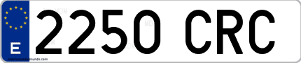 Ejemplo de matrícula de coche ordinaria 2250 CRC