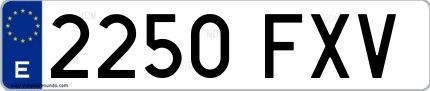 Ejemplo de matrícula española 2250 FXV
