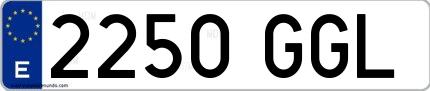 Ejemplo de matrícula española 2250 GGL