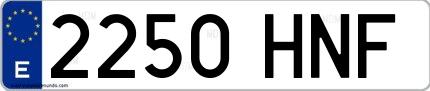 Ejemplo de matrícula española 2250 HNF