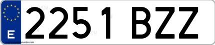 Ejemplo de matrícula española 2251 BZZ