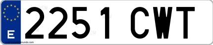 Ejemplo de matrícula española 2251 CWT