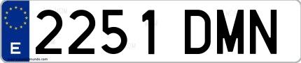 Ejemplo de matrícula española 2251 DMN