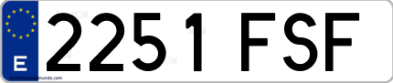 Ejemplo de matrícula de coche ordinaria 2251 FSF