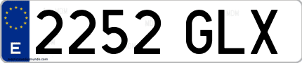 Ejemplo de matrícula de coche ordinaria 2252 GLX