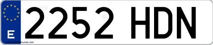 Ejemplo de matrícula española 2252 HDN