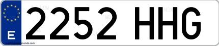 Ejemplo de matrícula española 2252 HHG
