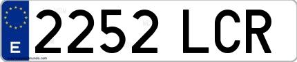 Ejemplo de matrícula española 2252 LCR