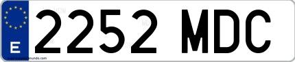 Ejemplo de matrícula española 2252 MDC