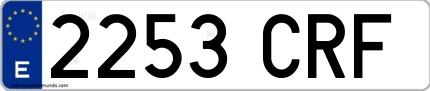 Ejemplo de matrícula española 2253 CRF