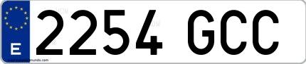 Ejemplo de matrícula española 2254 GCC