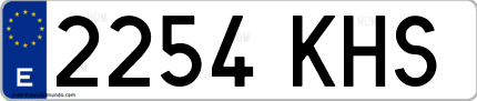 Ejemplo de matrícula de coche ordinaria 2254 KHS