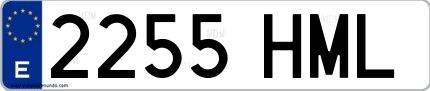 Ejemplo de matrícula española 2255 HML