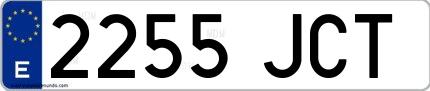 Ejemplo de matrícula española 2255 JCT