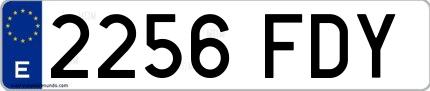 Ejemplo de matrícula española 2256 FDY