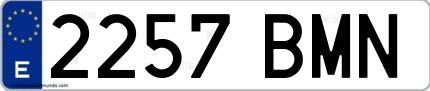 Ejemplo de matrícula española 2257 BMN