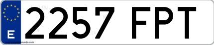 Ejemplo de matrícula española 2257 FPT