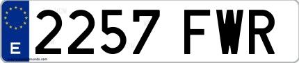 Ejemplo de matrícula española 2257 FWR