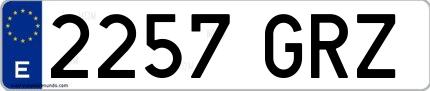 Ejemplo de matrícula española 2257 GRZ