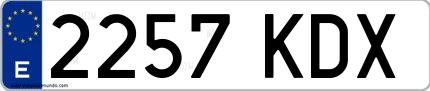 Ejemplo de matrícula española 2257 KDX