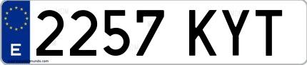Ejemplo de matrícula española 2257 KYT