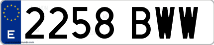 Ejemplo de matrícula de coche ordinaria 2258 BWW