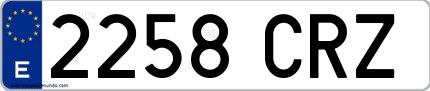 Ejemplo de matrícula española 2258 CRZ