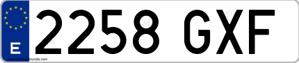 Ejemplo de matrícula de coche ordinaria 2258 GXF