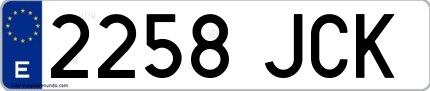 Ejemplo de matrícula española 2258 JCK