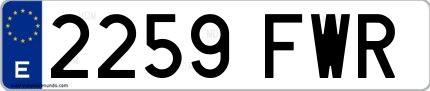 Ejemplo de matrícula española 2259 FWR
