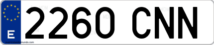 Ejemplo de matrícula de coche ordinaria 2260 CNN