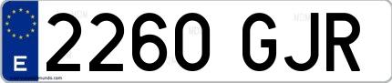 Ejemplo de matrícula española 2260 GJR