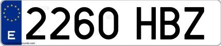 Ejemplo de matrícula española 2260 HBZ