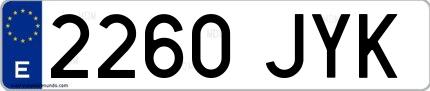 Ejemplo de matrícula española 2260 JYK