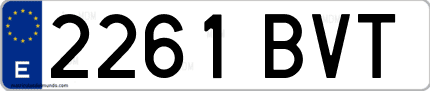 Ejemplo de matrícula de coche ordinaria 2261 BVT