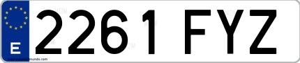 Ejemplo de matrícula española 2261 FYZ