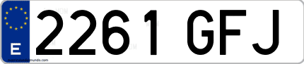 Ejemplo de matrícula de coche ordinaria 2261 GFJ