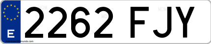 Ejemplo de matrícula de coche ordinaria 2262 FJY