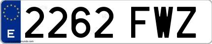 Ejemplo de matrícula española 2262 FWZ