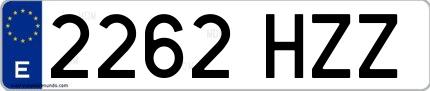 Ejemplo de matrícula española 2262 HZZ