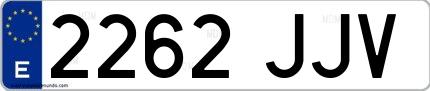 Ejemplo de matrícula española 2262 JJV