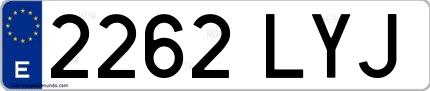 Ejemplo de matrícula española 2262 LYJ