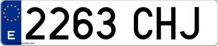 Ejemplo de matrícula española 2263 CHJ