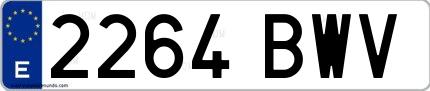Ejemplo de matrícula española 2264 BWV