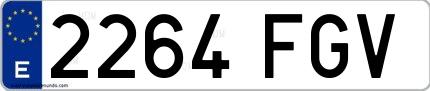 Ejemplo de matrícula española 2264 FGV